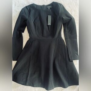 Lulu's Black Long Sleeve Fit-and-Flare Dress